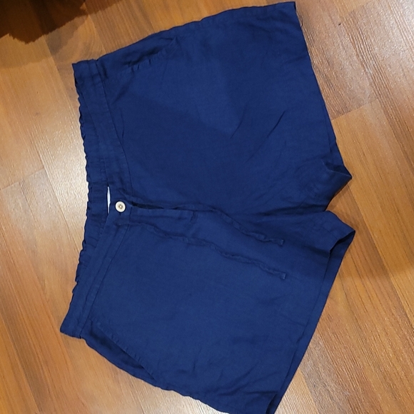 Womens Tommy Bahama Blue Linen Shorts 